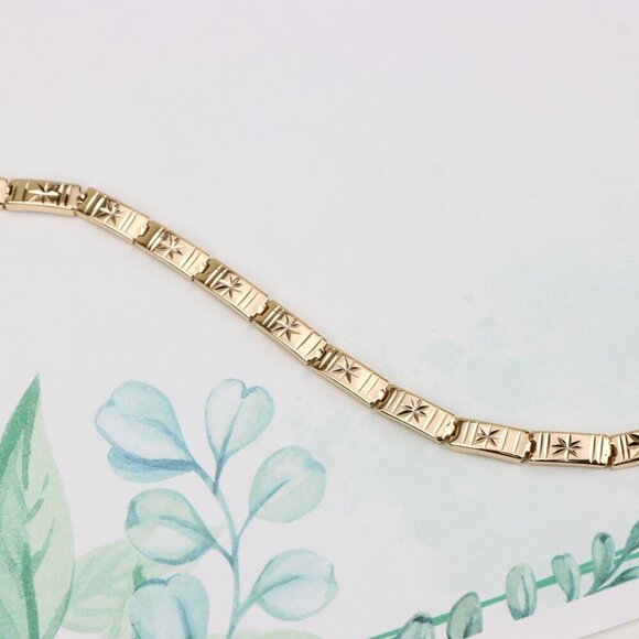 "Rose Gold Bracelet with Star Design in Glossy Linked Segments, XPBL0886 - Picture 12 of 12